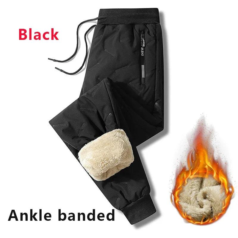 Winter Sweatwear Men Plush Thick Fleece Sweatpant Lambswool Thermal Trousers Casual Pants Waterproof Windproof Warm Cotton Pants - Durage Collection