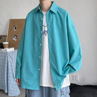 Men Korean Fashion White Long Sleeve Shirts 2023 Mens Harajuku Black Oversized Shirt Male Button Up Shirts Blouses 5XL - Durage Collection