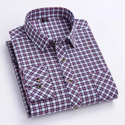 New Cotton Flannel Shirts For Men's Long Sleeve Soft Regular-fit Brushed Single Pocket Comfortable Casual Fashion Plaid Shirts - Durage Collection