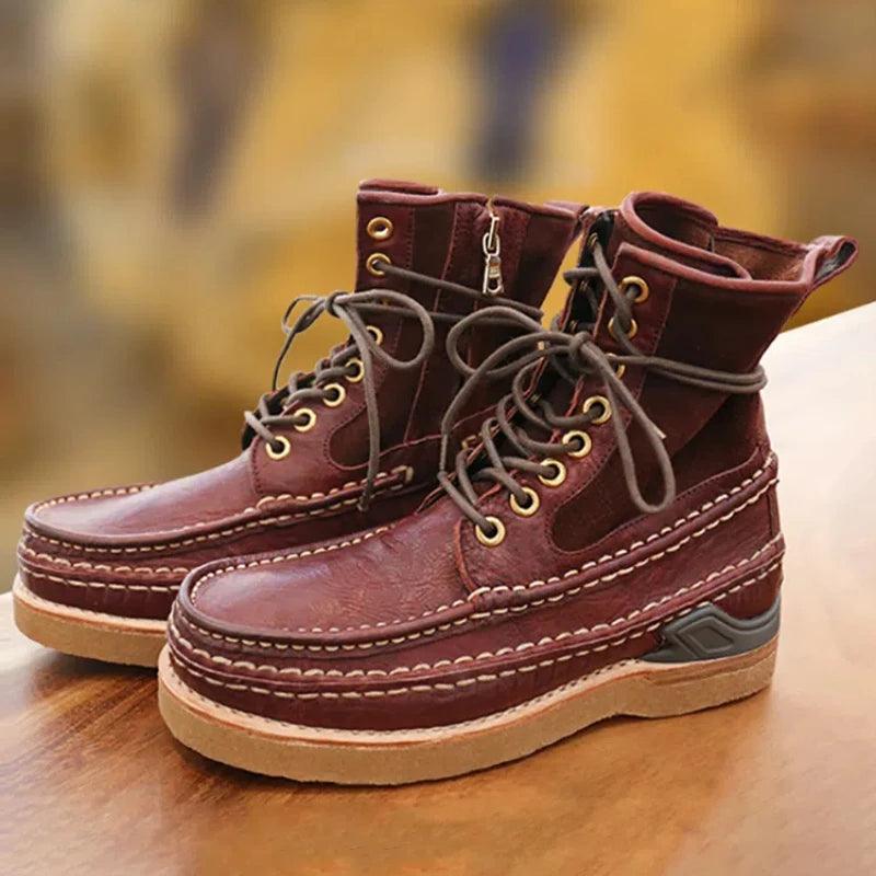VISVIM Men's Streetwear Shoes Fashion Handmade Shoes for Men Male Bison Leather Casual Boots Men's Outdoor Sports Shoes - Durage Collection