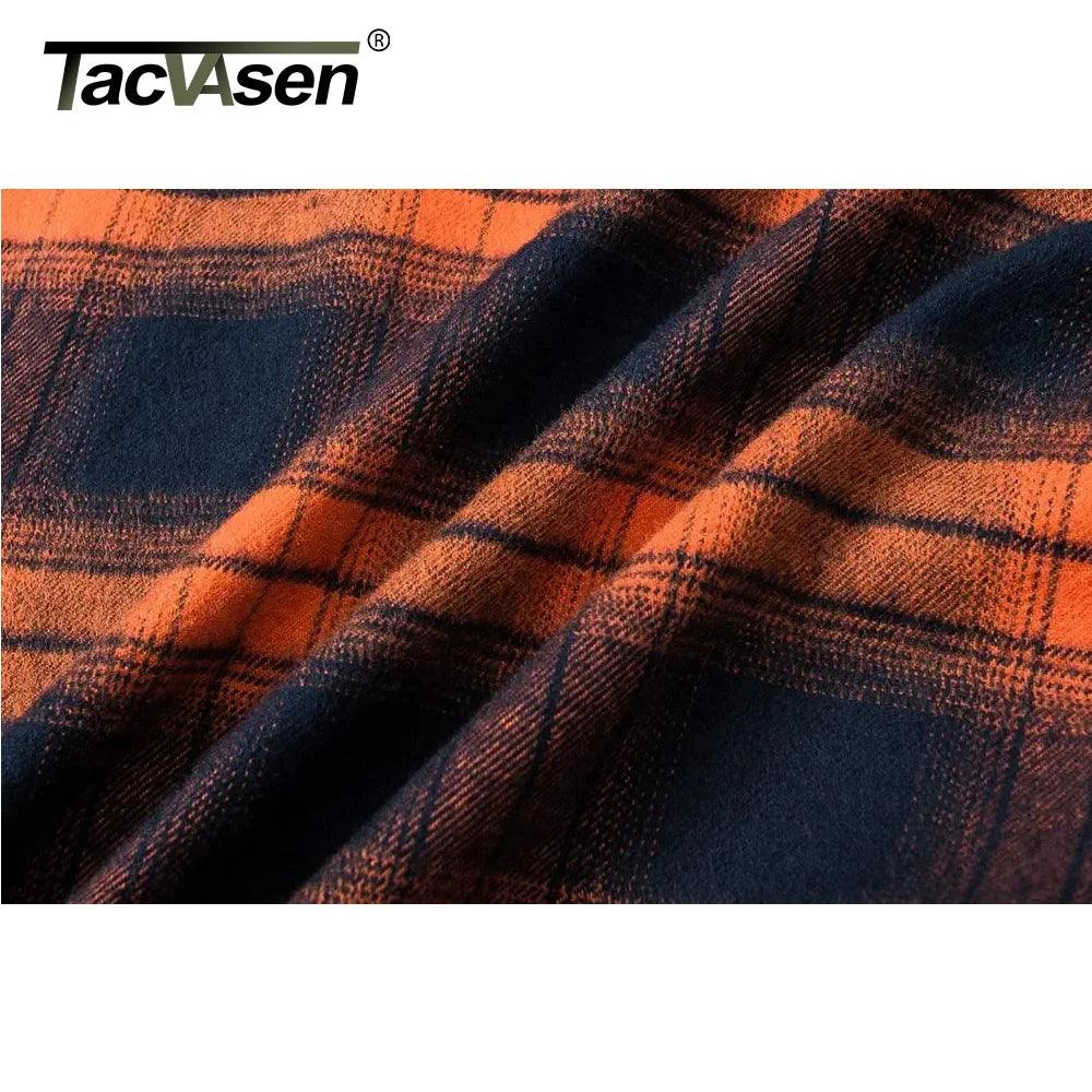 TACVASEN Oversize Lightweight Shirt Jacket Button Down Cotton Plaid Shirts Mens Long Sleeve Streetwear Flannel Shirts W/ Pockets - Durage Collection