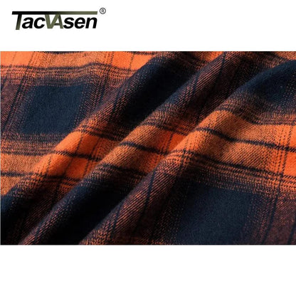 TACVASEN Oversize Lightweight Shirt Jacket Button Down Cotton Plaid Shirts Mens Long Sleeve Streetwear Flannel Shirts W/ Pockets - Durage Collection