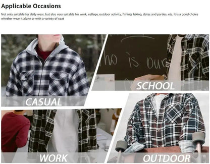 TACVASEN Oversize Lightweight Shirt Jacket Button Down Cotton Plaid Shirts Mens Long Sleeve Streetwear Flannel Shirts W/ Pockets - Durage Collection