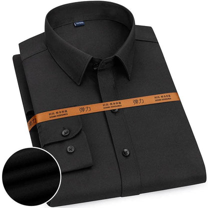 New Men's Solid Color Business Shirt Formal Fashion Thin Classic Basic Casual Slim White Long Sleeve Social Shirt Brand Clothes - Durage Collection