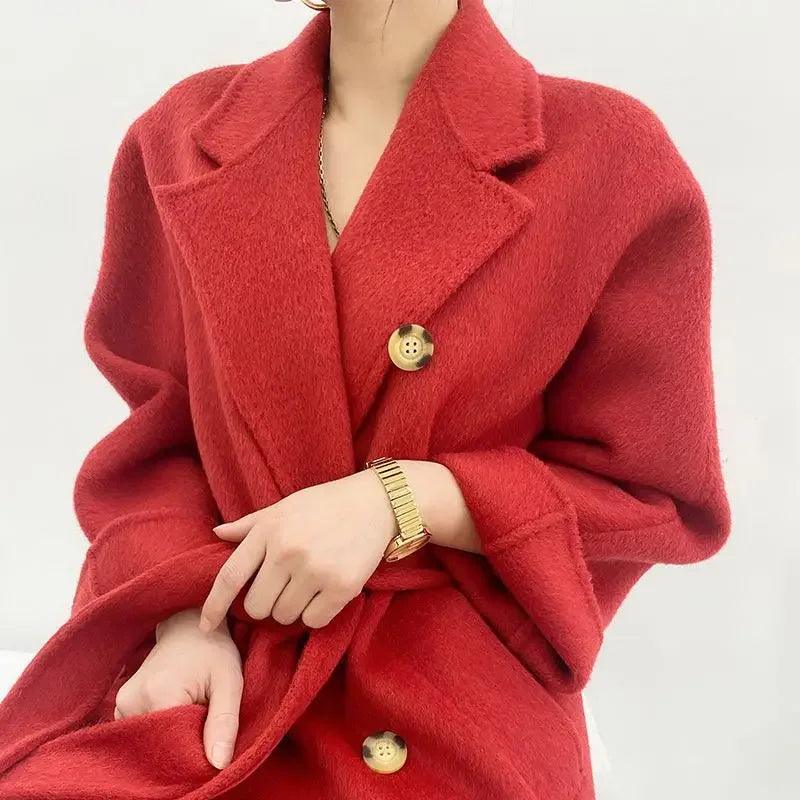 Alpaca Wool Mid Length Coat - Durage Collection