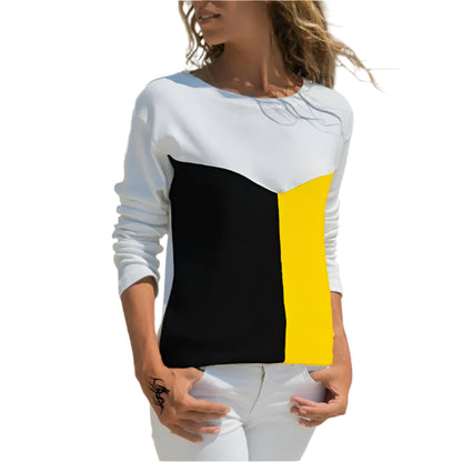 Women Winter Blouses T Shirt Geometric Contrast Long Full Sleeve Print Loose Women Shirts Spring Autumn Elegant Lady Tops S-5XL - Durage Collection