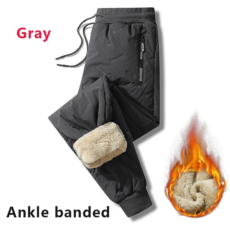 Winter Sweatwear Men Plush Thick Fleece Sweatpant Lambswool Thermal Trousers Casual Pants Waterproof Windproof Warm Cotton Pants - Durage Collection