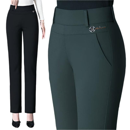 Plus Size High Waisted Straight Leg Trousers - Durage Collection