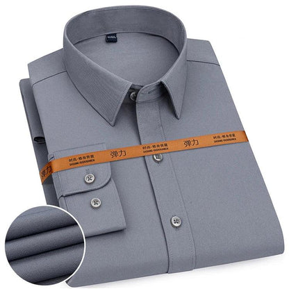 New Men's Solid Color Business Shirt Formal Fashion Thin Classic Basic Casual Slim White Long Sleeve Social Shirt Brand Clothes - Durage Collection