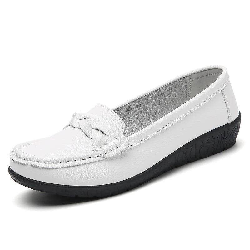Women Flats Wedge Genuine Leather Fashion Comfortable Shoes Women Slip On Nurse Shoes Moccasins Outdoor Plus Size Tenis Feminino - Durage Collection