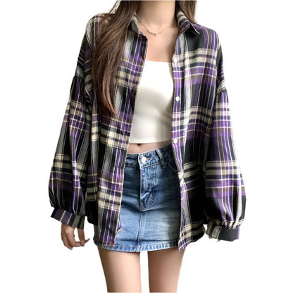 Casual Vintage Check Blouse - Durage Collection