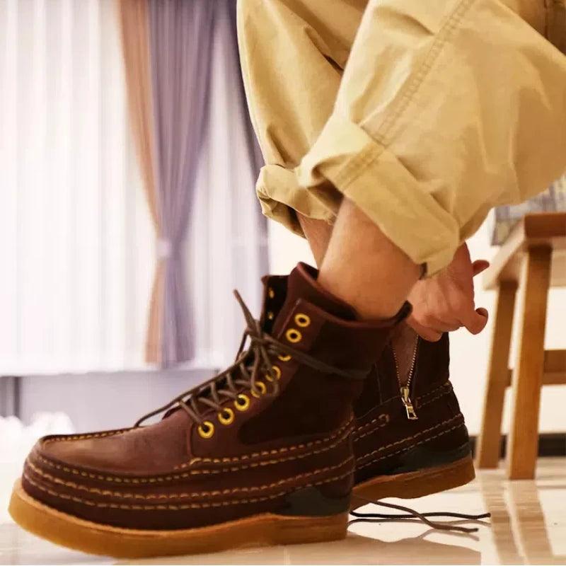 VISVIM Men's Streetwear Shoes Fashion Handmade Shoes for Men Male Bison Leather Casual Boots Men's Outdoor Sports Shoes - Durage Collection
