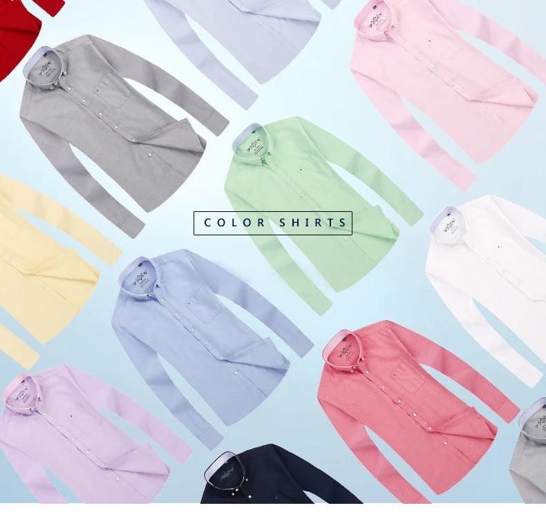 New Oxford woven men's shirt long sleeve striped fashion print casual business social breathable no-iron buckle collar - Durage Collection