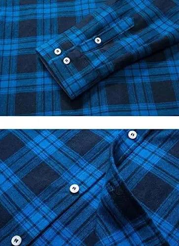TACVASEN Oversize Lightweight Shirt Jacket Button Down Cotton Plaid Shirts Mens Long Sleeve Streetwear Flannel Shirts W/ Pockets - Durage Collection
