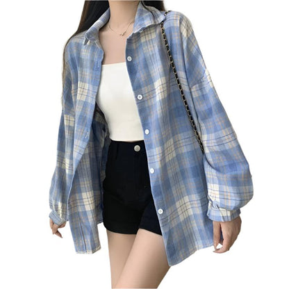 Casual Vintage Check Blouse - Durage Collection