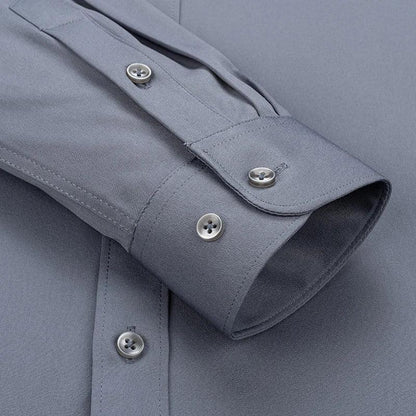 New Men's Solid Color Business Shirt Formal Fashion Thin Classic Basic Casual Slim White Long Sleeve Social Shirt Brand Clothes - Durage Collection