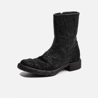 Vintage Runway Designer Mens Genuine Leather Chelsea Boots Spring Autumn Handmade High Quality Horsehide High Top Shoes Male - Durage Collection