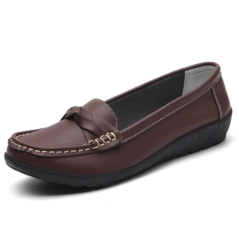 Women Flats Wedge Genuine Leather Fashion Comfortable Shoes Women Slip On Nurse Shoes Moccasins Outdoor Plus Size Tenis Feminino - Durage Collection