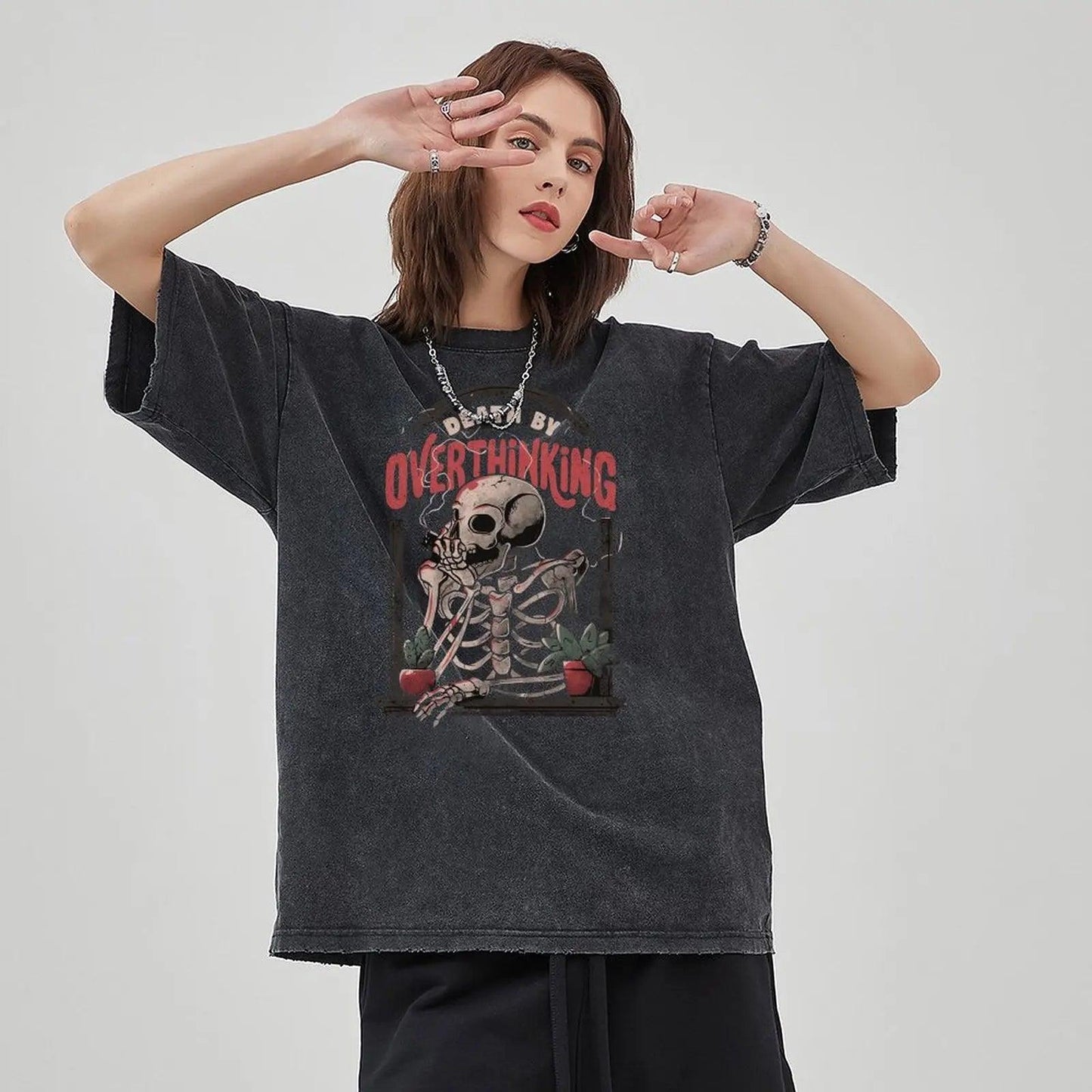 Anime Skull Man Series Print T Shirt For Unisex , Retro Washed Hip Hop T-shirts Streetwear, 100% Cotton Tops Tees, Taylors Swift - Durage Collection