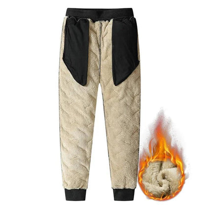 Winter Sweatwear Men Plush Thick Fleece Sweatpant Lambswool Thermal Trousers Casual Pants Waterproof Windproof Warm Cotton Pants - Durage Collection