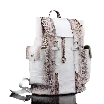 Himalaya White Crocodile Leather Backpack - Durage Collection