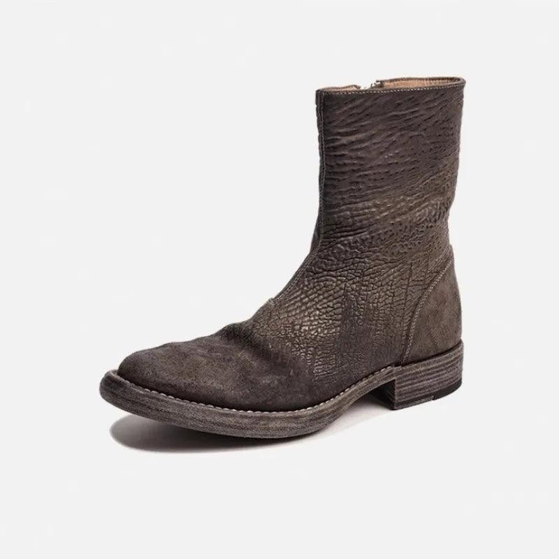 Vintage Runway Designer Mens Genuine Leather Chelsea Boots Spring Autumn Handmade High Quality Horsehide High Top Shoes Male - Durage Collection
