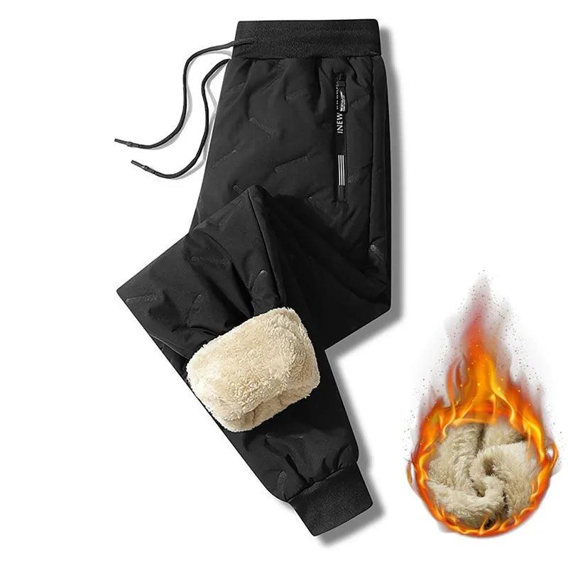 Winter Sweatwear Men Plush Thick Fleece Sweatpant Lambswool Thermal Trousers Casual Pants Waterproof Windproof Warm Cotton Pants - Durage Collection