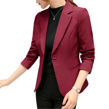 Women's Blazer 2022 Red Long Sleeve Blazers Pockets Jackets Coat Slim Office Lady Jacket Female Tops Suit Blazer Femme Jackets - Durage Collection