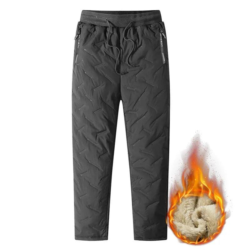 Winter Sweatwear Men Plush Thick Fleece Sweatpant Lambswool Thermal Trousers Casual Pants Waterproof Windproof Warm Cotton Pants - Durage Collection