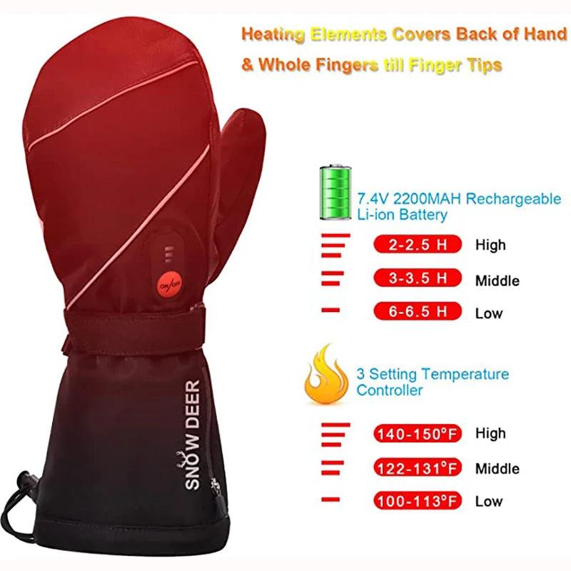 Winter Warm Heated Ski Gloves Heated Gloves Rechargeable Battery Snowboard Gloves Windproof Waterproof Men Women Thermal - Durage Collection