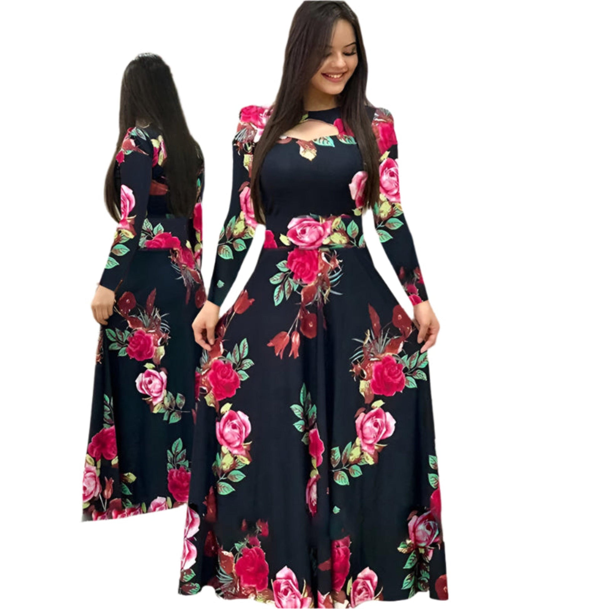 Floral Elegance Hollow Knit Dress - Durage Collection