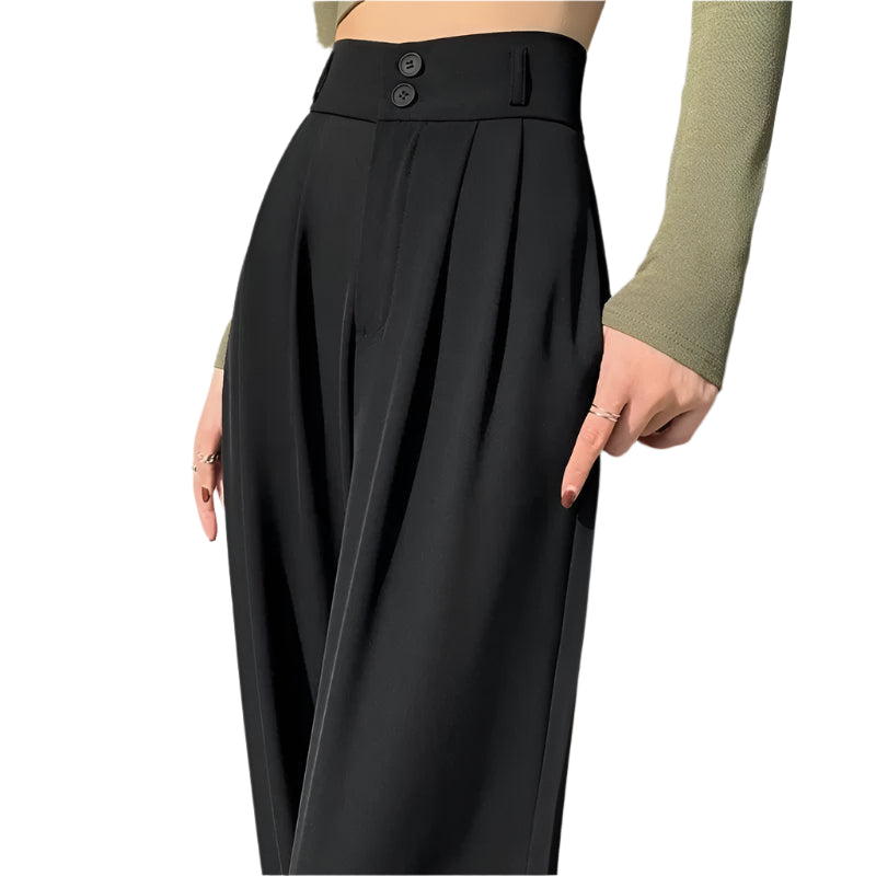 Elegant Wide Leg Pants Women Korean Style High Waist Black Baggy Pants Office Ladies Fashion Loose Suit Trousers Streetwear 2024 - Durage Collection