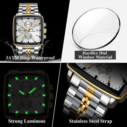 Luxury Square Sport Man Wristwatch Waterproof Luminous Watch Reloj - Durage Collection