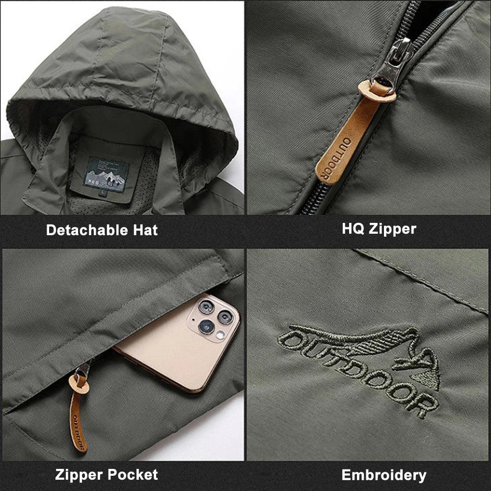 Windbreaker Men Tactical Jacket Waterproof Outdoor Hooded Coat - Durage Collection