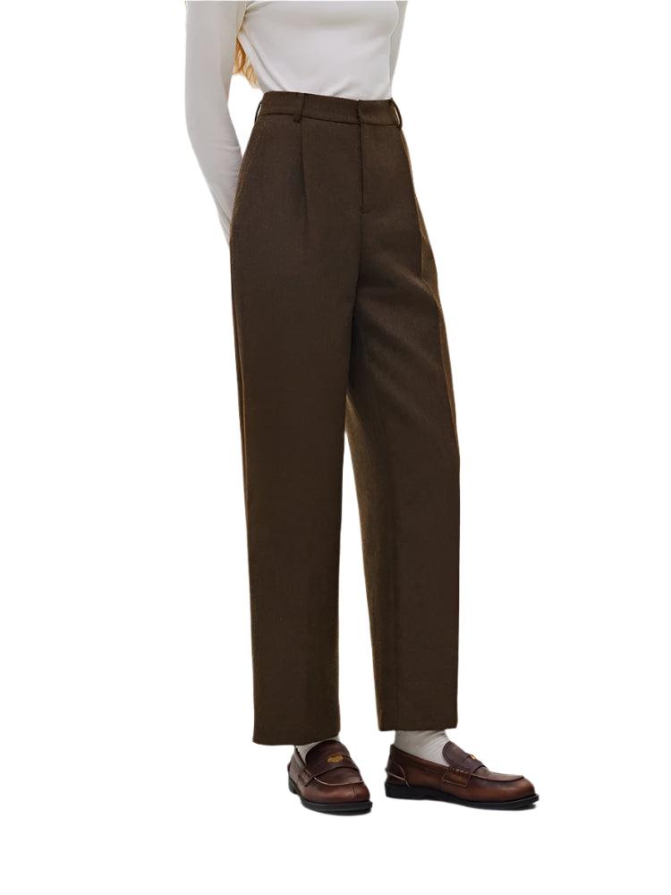 High Waisted Wool Straight Trousers - Durage Collection