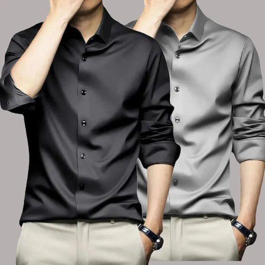 Men's Shirt Long Sleeve Non iron Wrinkle Resistant Business Dress - Durage Collection