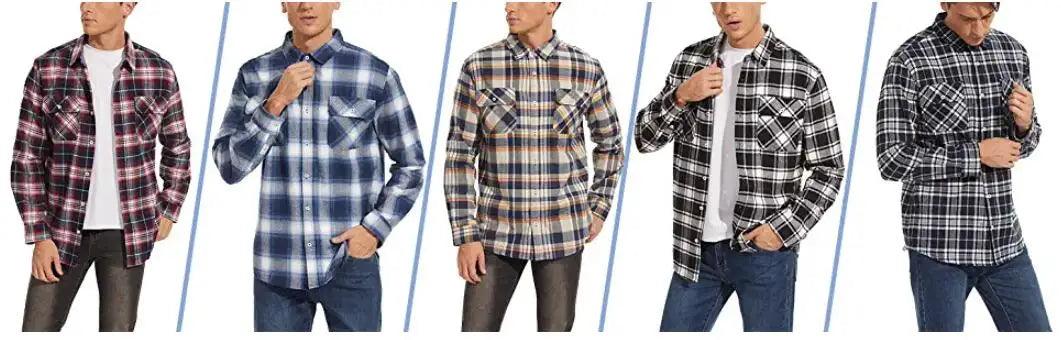 TACVASEN Oversize Lightweight Shirt Jacket Button Down Cotton Plaid Shirts Mens Long Sleeve Streetwear Flannel Shirts W/ Pockets - Durage Collection