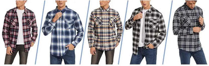 TACVASEN Oversize Lightweight Shirt Jacket Button Down Cotton Plaid Shirts Mens Long Sleeve Streetwear Flannel Shirts W/ Pockets - Durage Collection