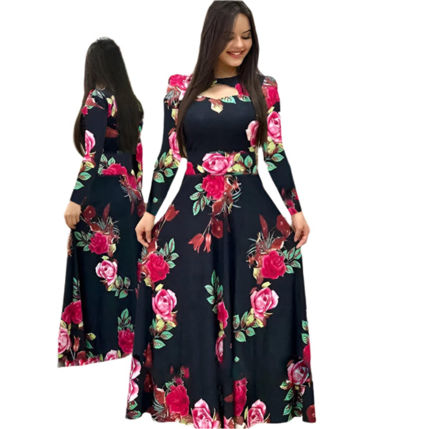 Floral Elegance Hollow Knit Dress - Durage Collection