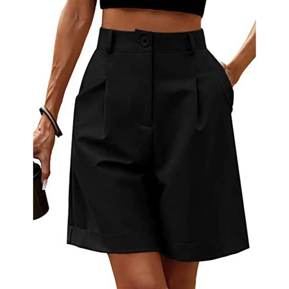 Women Suit Shorts Solid Color Loose Breathable Ladies Summer Suit Short Pants Trousers Women Wide Leg Shorts Womenswear - Durage Collection