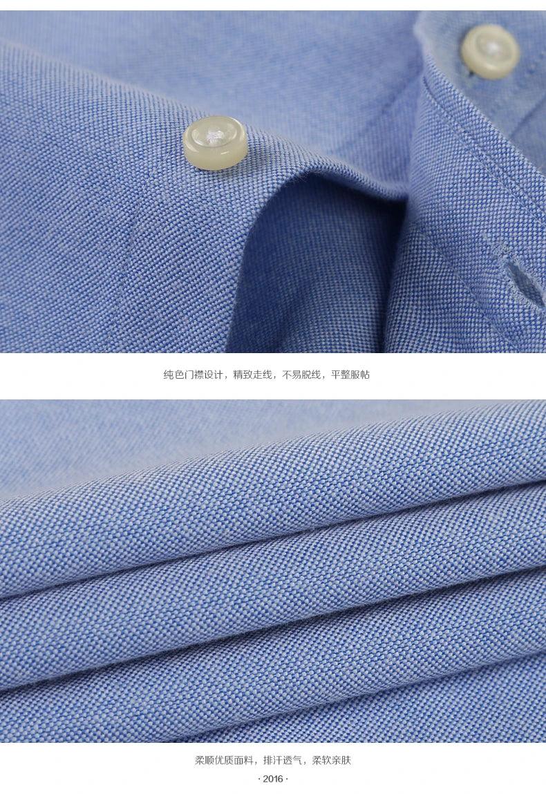 New Oxford woven men's shirt long sleeve striped fashion print casual business social breathable no-iron buckle collar - Durage Collection