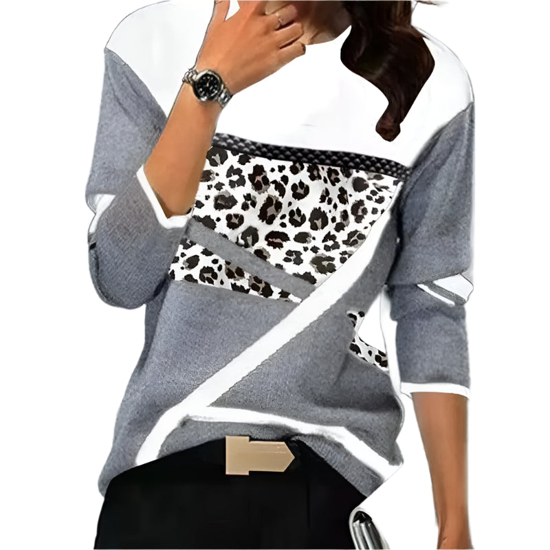 Women Winter Blouses T Shirt Geometric Contrast Long Full Sleeve Print Loose Women Shirts Spring Autumn Elegant Lady Tops S-5XL - Durage Collection