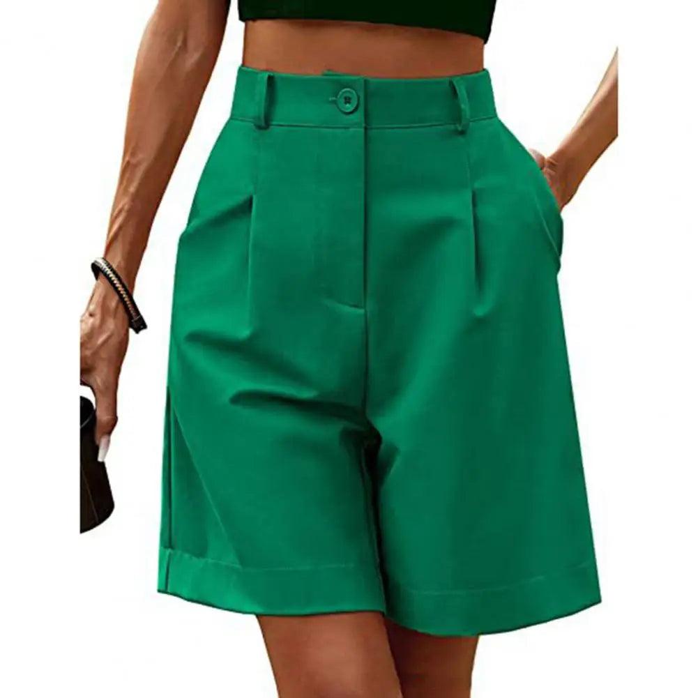 Women Suit Shorts Solid Color Loose Breathable Ladies Summer Suit Short Pants Trousers Women Wide Leg Shorts Womenswear - Durage Collection