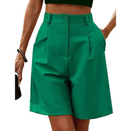 Women Suit Shorts Solid Color Loose Breathable Ladies Summer Suit Short Pants Trousers Women Wide Leg Shorts Womenswear - Durage Collection