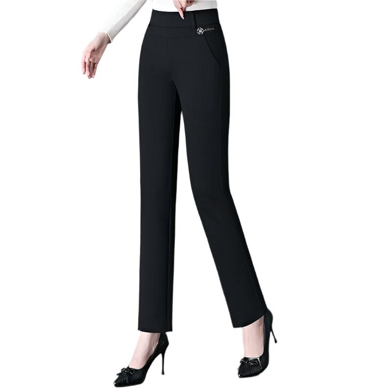 Plus Size High Waisted Straight Leg Trousers - Durage Collection