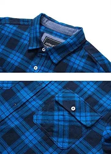 TACVASEN Oversize Lightweight Shirt Jacket Button Down Cotton Plaid Shirts Mens Long Sleeve Streetwear Flannel Shirts W/ Pockets - Durage Collection