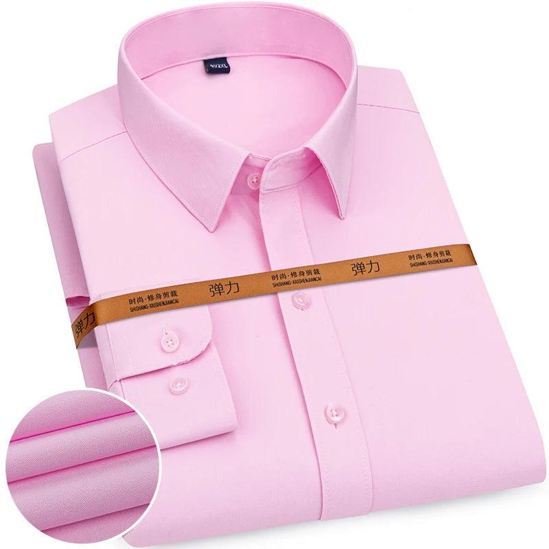 New Men's Solid Color Business Shirt Formal Fashion Thin Classic Basic Casual Slim White Long Sleeve Social Shirt Brand Clothes - Durage Collection