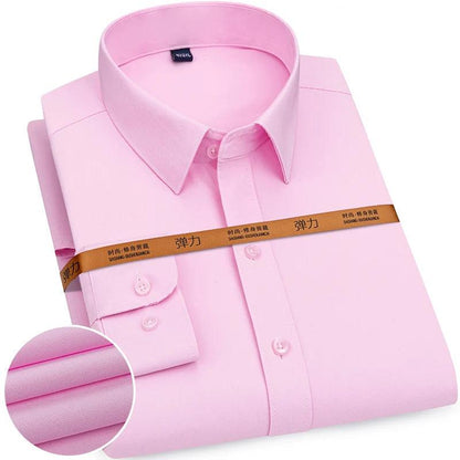 New Men's Solid Color Business Shirt Formal Fashion Thin Classic Basic Casual Slim White Long Sleeve Social Shirt Brand Clothes - Durage Collection
