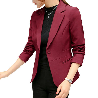 Women's Blazer 2022 Red Long Sleeve Blazers Pockets Jackets Coat Slim Office Lady Jacket Female Tops Suit Blazer Femme Jackets - Durage Collection