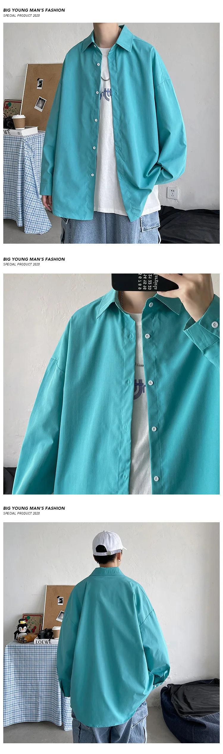 Men Korean Fashion White Long Sleeve Shirts 2023 Mens Harajuku Black Oversized Shirt Male Button Up Shirts Blouses 5XL - Durage Collection